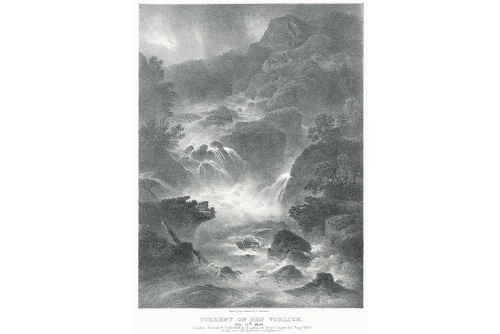 Ben Vorlich Skotsko, Nicholson, litografie, 1827