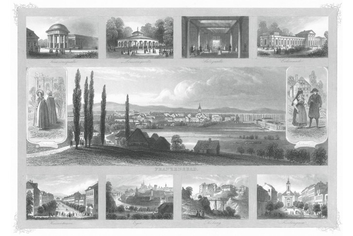 Františkovy Lázně, Franieck,  oceloryt, (1840