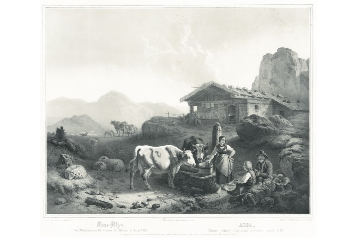 Alpy, Hanftaengl, litografie, 1849