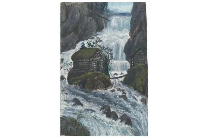 Nedre vodopád Norsko, Hoffmann, kresba (1900)