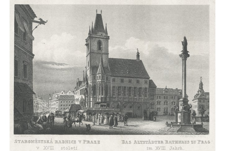 Praha Staroměstská, Mikovec, oceloryt 1860