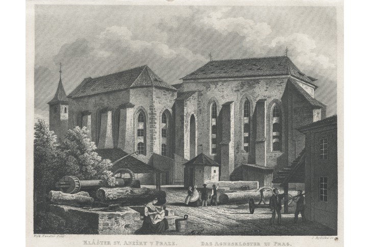 Praha Anežský klášter, Mikovec, oceloryt 1860