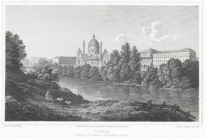 Wien Karlskirche, Batty, oceloryt 1823