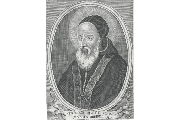 Pius V. papež, mědiryt, (17. stol.)