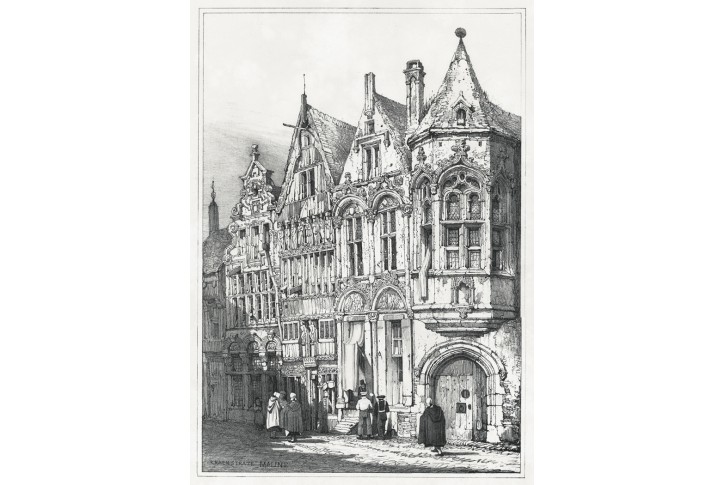 Mechelen Malines , Prout, litografie. 1833