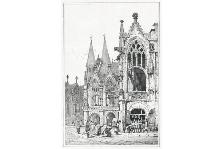 Braunschweig radnice, Prout, litografie. 1833