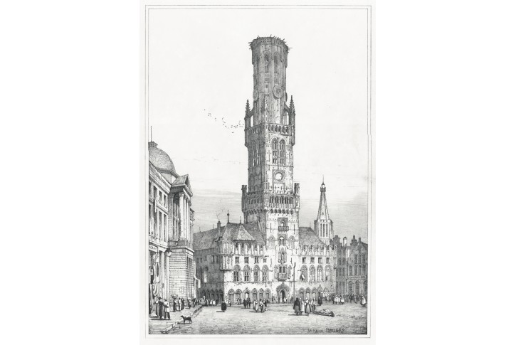 Brugge , Prout, litografie. 1833