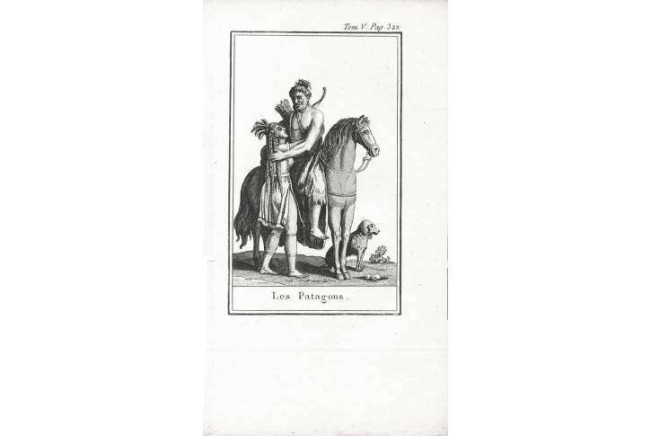 Patagonie kroj, Blanchard, mědiryt, 1806