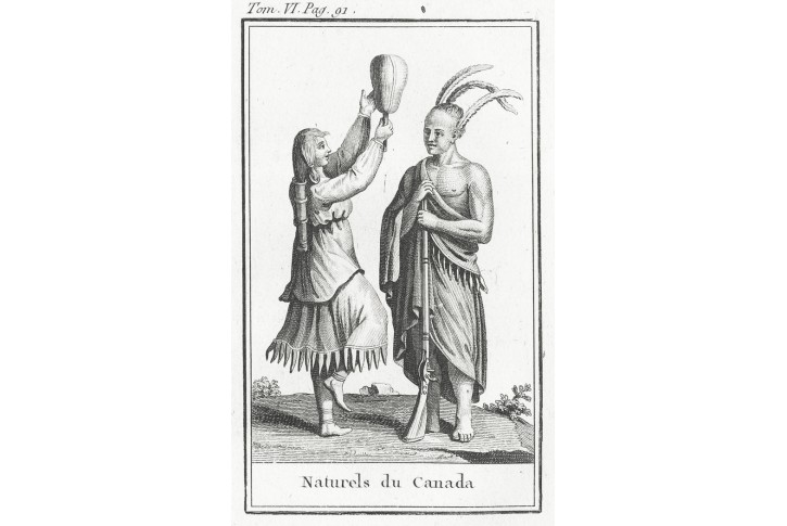 Kanada indiáni kroj, Blanchard, mědiryt, 1806