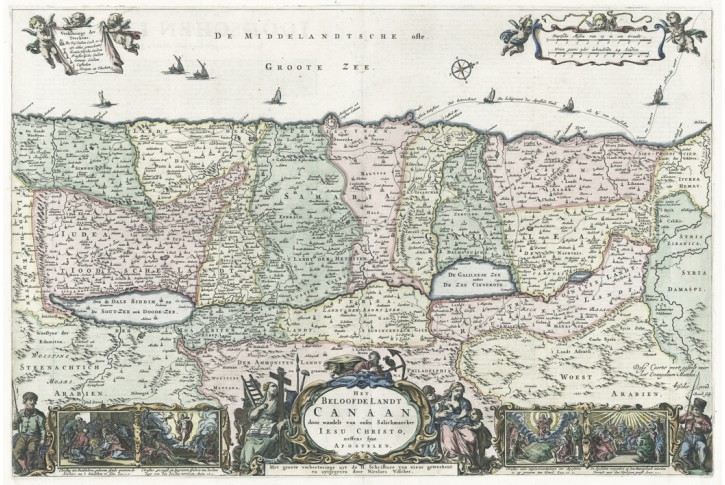 Visscher N.: Canaan, kolor. mědiryt, 1654