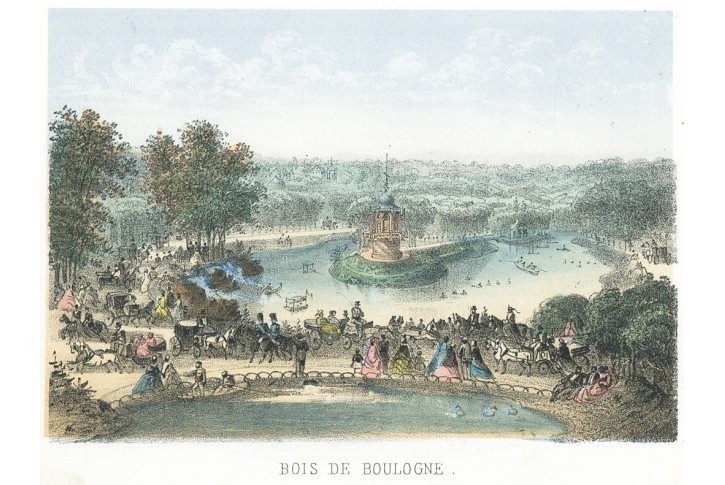 Paris Boulogne, Riviere, kolor. litografie, 1870