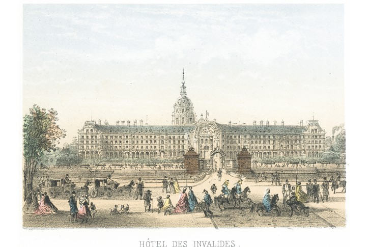 Paris Invalides, Riviere, kolor. litografie, 1870