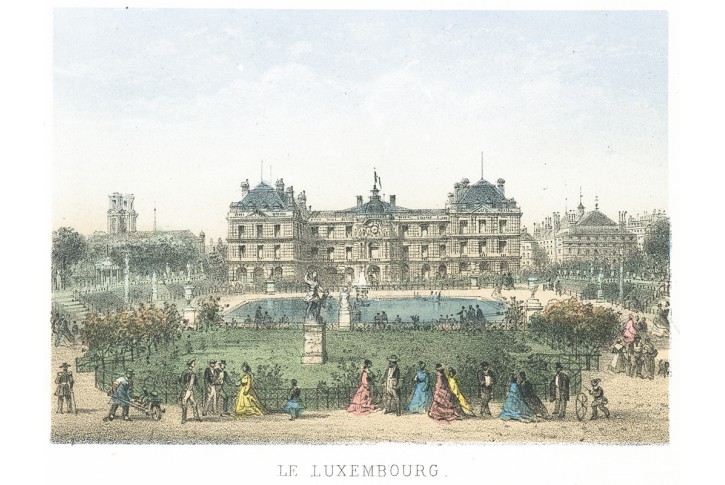 Paris Luxenbourg, Riviere, kolor. litografie, 1870