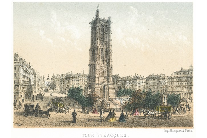 Paris St. Jacques, Riviere, kolor. litograf., 1870