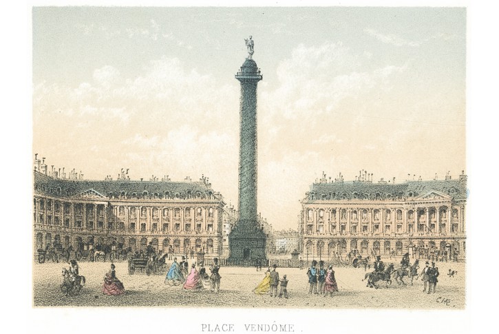 Paris Vendome, Riviere, kolor. litografie, 1870