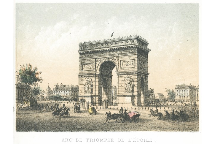 Paris Arc Triomphe, Riviere, kolor. litograf, 1870