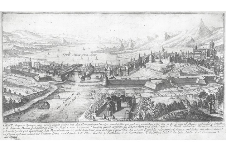 Genf Geneve,  mědiryt,  18. stol.