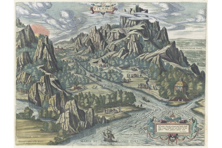 Olymp Tempe, Braun Hogenberg,  mědiryt, 1609