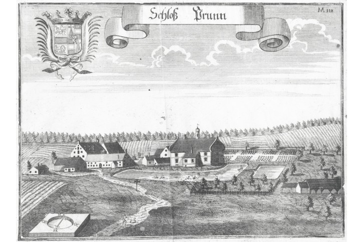 Prunn Schloss, Wening, mědiryt, 1701