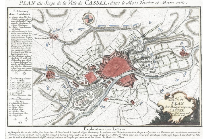 Cassel bitva, kolor. mědiryt, (1780)