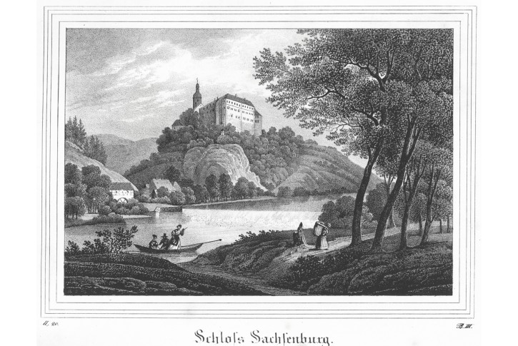 Sachsenburg, Saxonia, litografie, (1840)