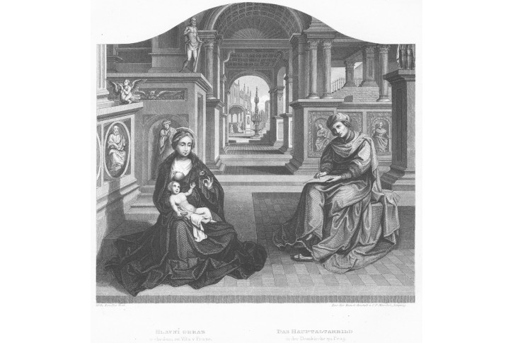 Praha oltářní u sv, Víta, Mikovec, oceloryt 1860
