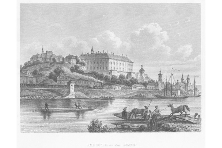 Roudnice and Labem, Meyer, oceloryt, 1850