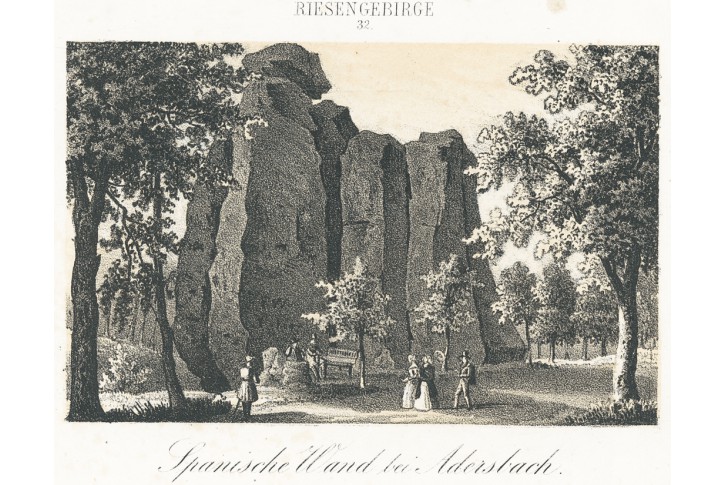 Adersbach Span. Wand, Täubert, litografie, 1850