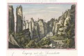 Teplické skály, Täubert, kolor litografie, 1850