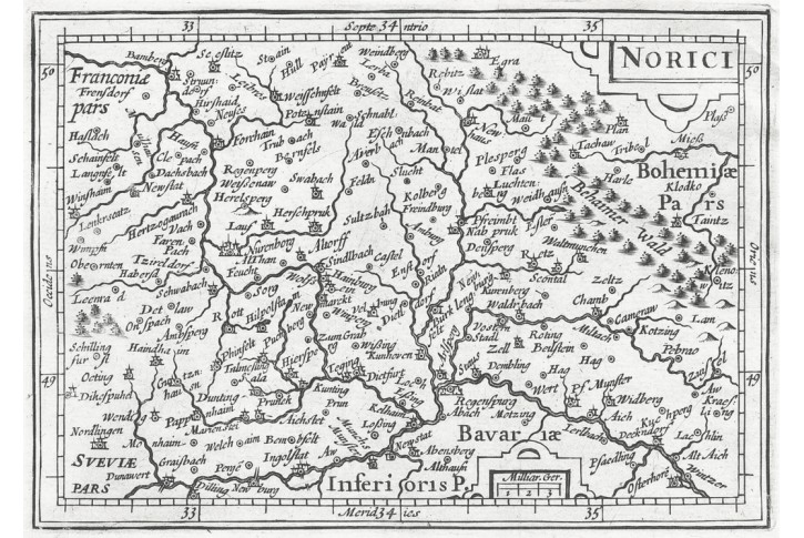 Blaeu - Bertius : Norici, mědiryt, 1634