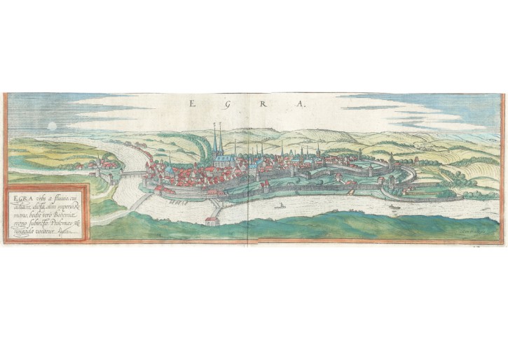 Cheb, Braun Hogenberg, kolorovaný mědiryt 1572