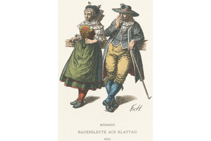 Kroj Klatovy vesničané, litografie, 1902