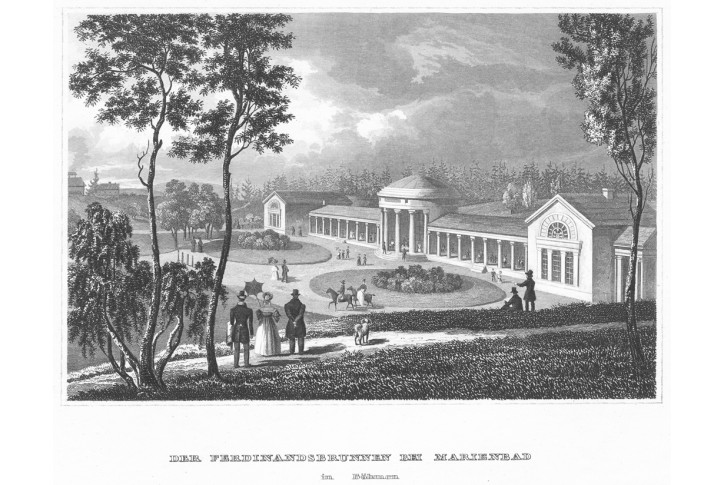 Mariánské lázně Ferdinand, Meyer, oceloryt, 1850