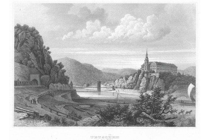 Děčín, Meyer, oceloryt, 1850