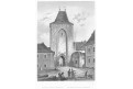 Beroun Pražská brána, Mikovec, oceloryt 1860