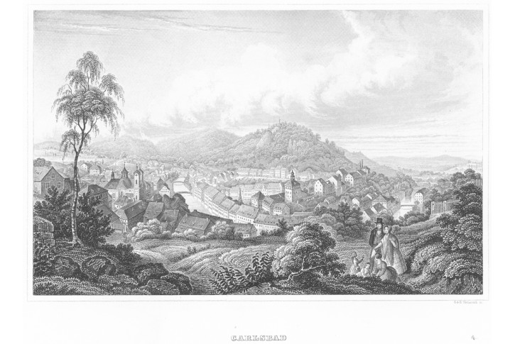 Karlovy Vary celkový, Meyer, oceloryt, 1850