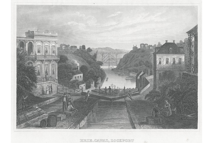Lockport Erie canal, Meyer, oceloryt, 1850