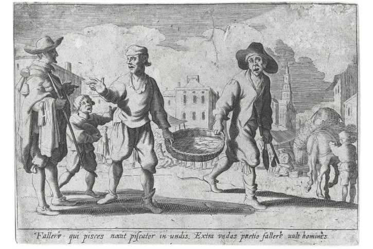Prodej ryb, Marcus J., mědiryt, 1618