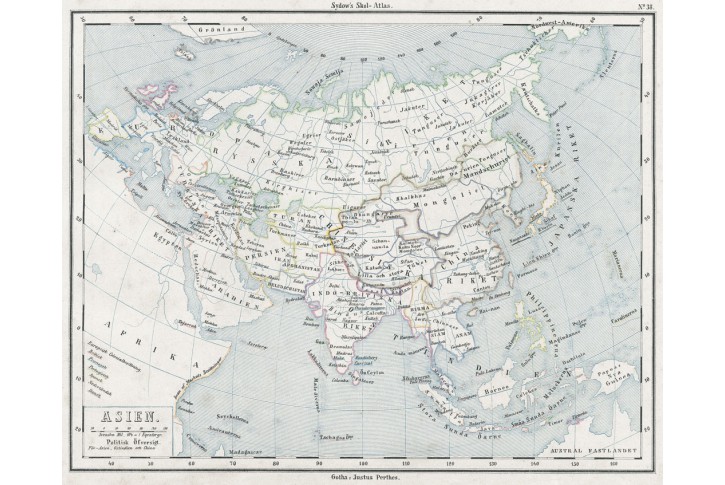 Asie, Sydow, oceloryt, 1859