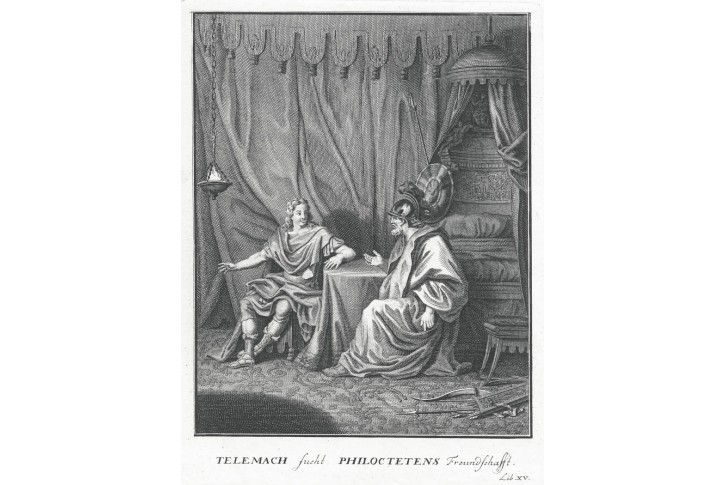 Telemach a Philoctetens, mědiryt, (1790)