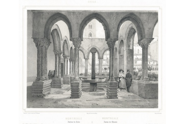 Monreale Sicilie, Benoist,  litografie, 1860