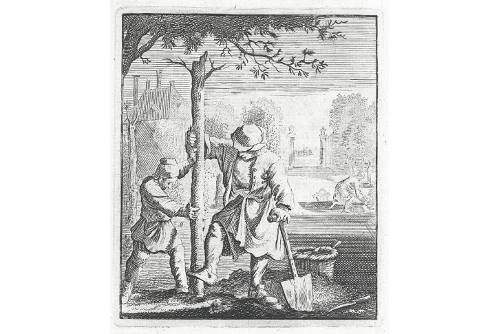 Zahradník, Jan Luyken, mědiryt, 1711