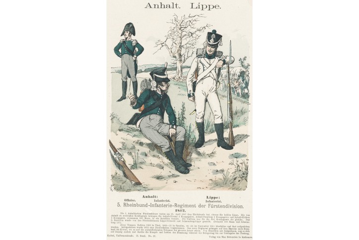 Anhalt Lippe 1812, Knötel, litografie, 1890
