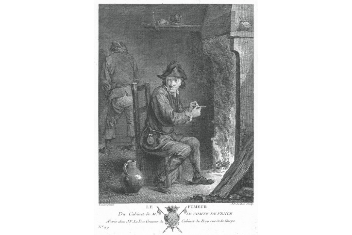 Kuřák dle Tennierse, mědiryt, (1770)