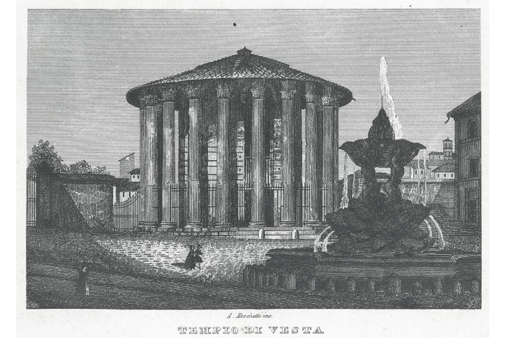Roma Tempio di Vesta, oceloryt, 1840
