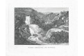 Tivoli vodopád, oceloryt, 1840