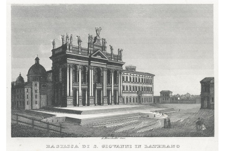 Roma Basilica Laterano, oceloryt, 1840