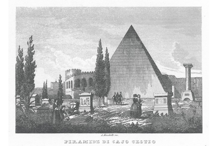 Roma Cajo Cestio, oceloryt, 1840