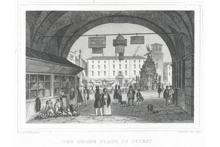 Trieste náměstí, Schimmer, oceloryt, 1842