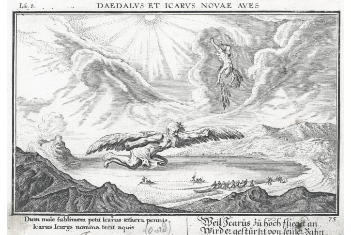 Baur W. Daidalos a Ikarus,, mědiryt, 1703
